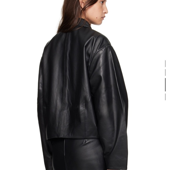 St Agni black cocoon leather jacket - size XS - Picture 2 of 9